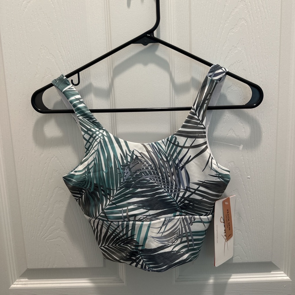 Gottex Studio Palm Leaf Print Cropped Tank Bra Top